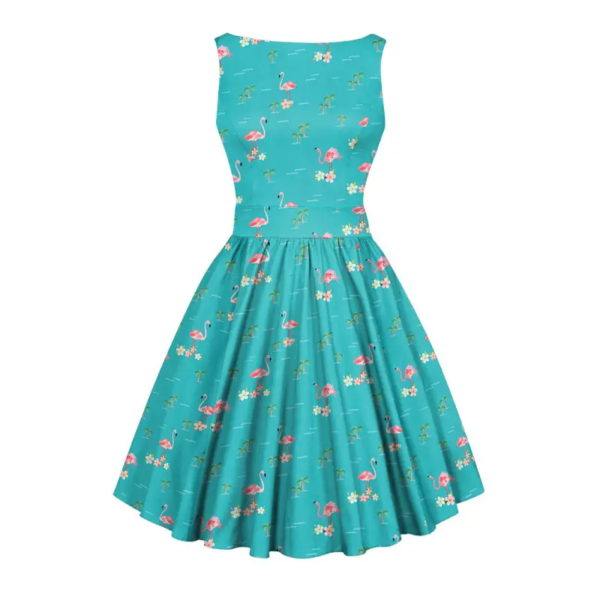 Lady Vintage Kleid Tea Tropical Flamingo